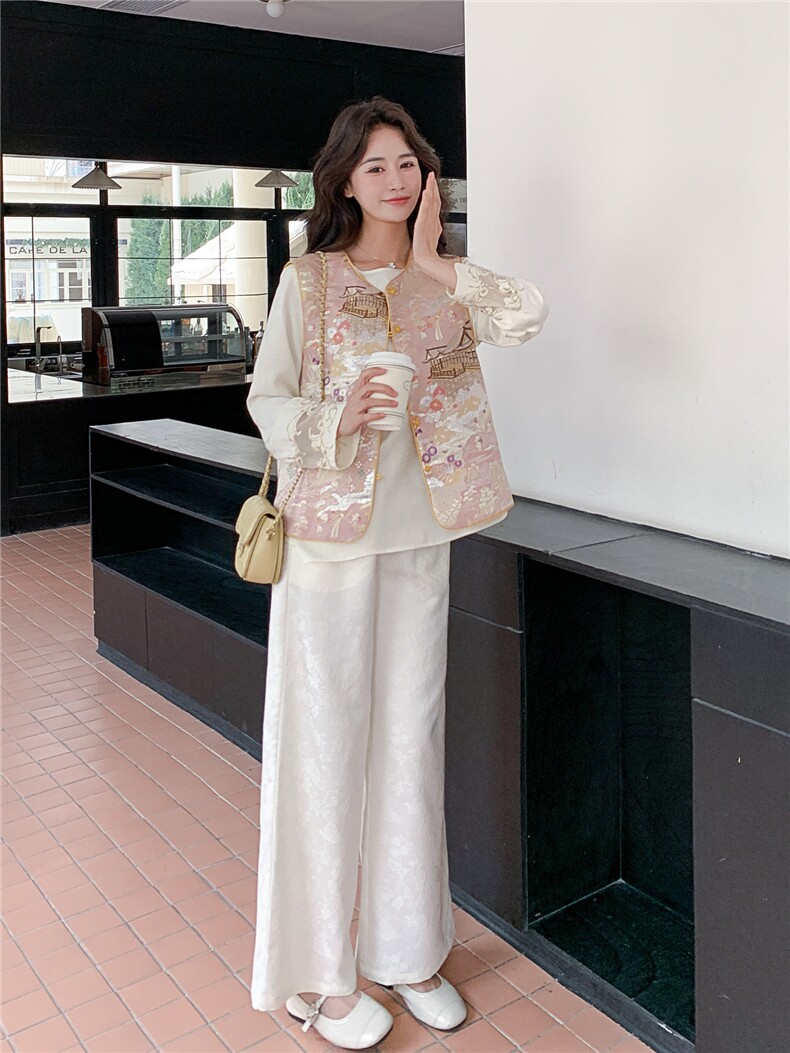 双面穿马甲十衬衣十阔腿裤三件套套裤2C267-117-P245-K365,女装套装/套裙,茵姿媚