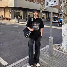 纯棉220g潮痞帅印花宽松短袖T恤男潮牌街头休闲百搭小众上衣，男装T恤，星座516A