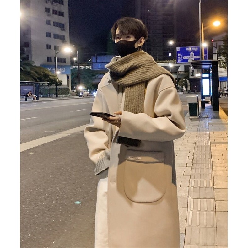 秋冬中长款毛呢大衣男韩系高级感英伦风衣外套812-F635-P128控158，男装风衣，星座812