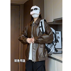 秋季新款美式复古皮衣情侣PU皮夹克休闲外套A0178060P80，男装夹克，电商A017