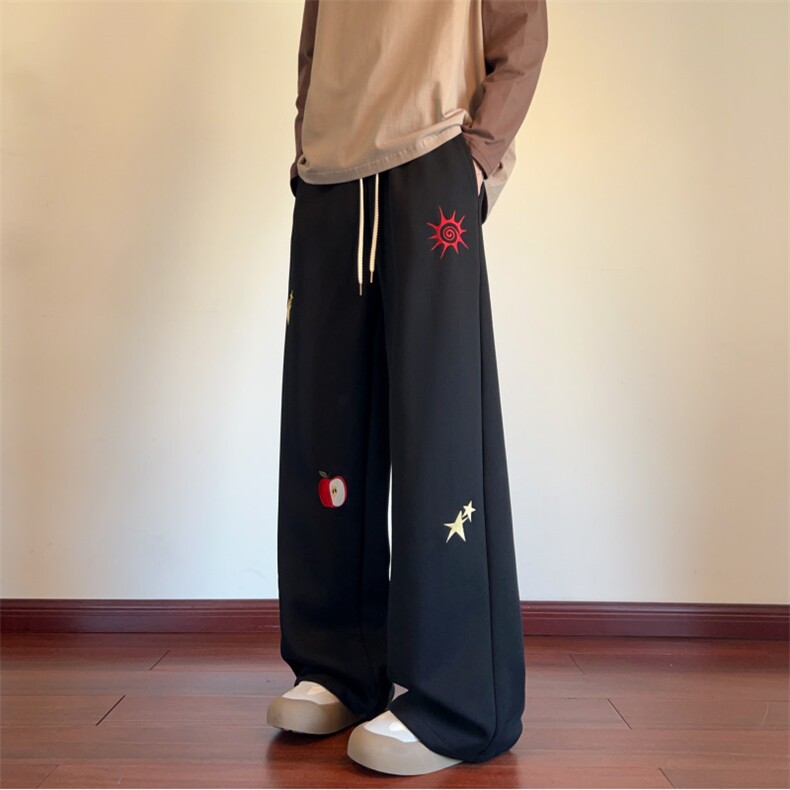 抖音品质美式多图案刺绣设计百搭休闲卫裤B315-K25394-特p40控78,男装休闲裤,电商B315