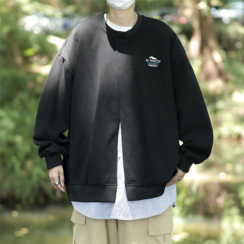 秋款男圆领卫衣假两件衬衫开衫字母印花休闲外套WY2031P50,男装夹克,星座1013-1