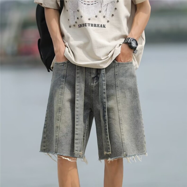 新款青春流行日系原宿牛仔裤气质男五分裤夏季XK8046P40图片