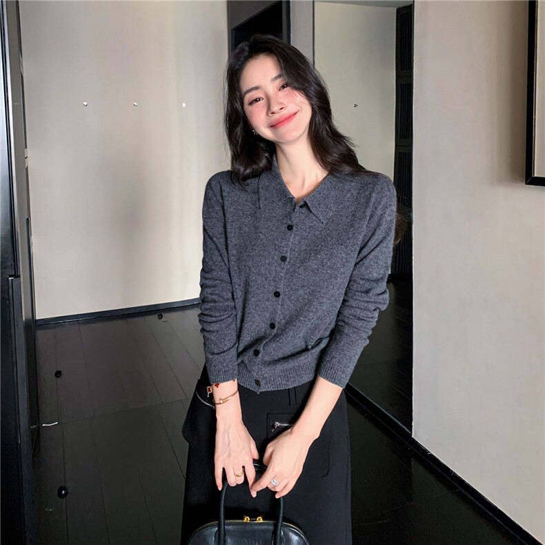 2025秋冬百搭polo翻领长袖羊绒衫,女装羊绒衫,玛卡隆羊绒