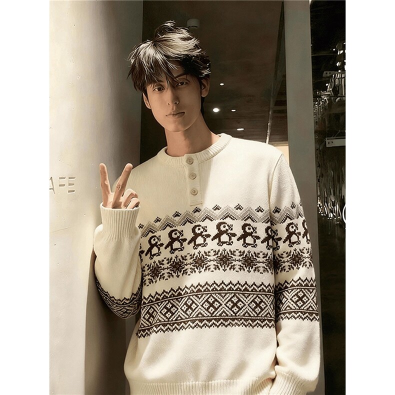 秋冬韩系高级感宽松慵懒百搭软糯北极绒针织衫内搭毛衣上衣，男装针织衫/毛衣，星座506A