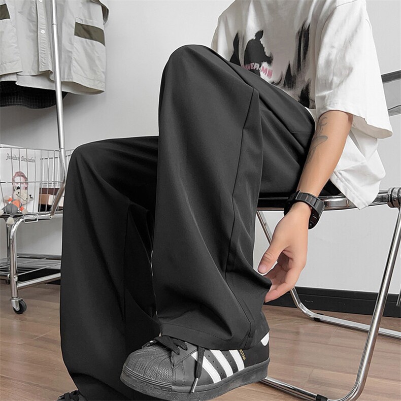 夏季大码抽绳松紧腰带褶冰丝防蚊直筒休闲长裤K8498-P25【特价】,男装休闲裤,电商A007