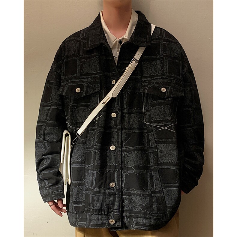 2023新款牛仔外套潮牌上衣男装衣服秋装春季棋盘格夹克JK960-P76,男装夹克,星座1103-3
