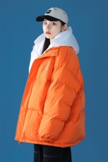 中性风冬装ins撞色拼接厚款保暖连帽棉服A125-Y281-P130女类，男装棉衣，电商A125