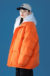 中性风 冬装ins撞色拼接厚款保暖连帽棉服 A125-Y281-P130 女类图片