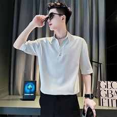 网络图现货男士短袖t恤V领半袖衣服2025新款夏装上衣RG1581-P35，男装T恤，星座1005-4