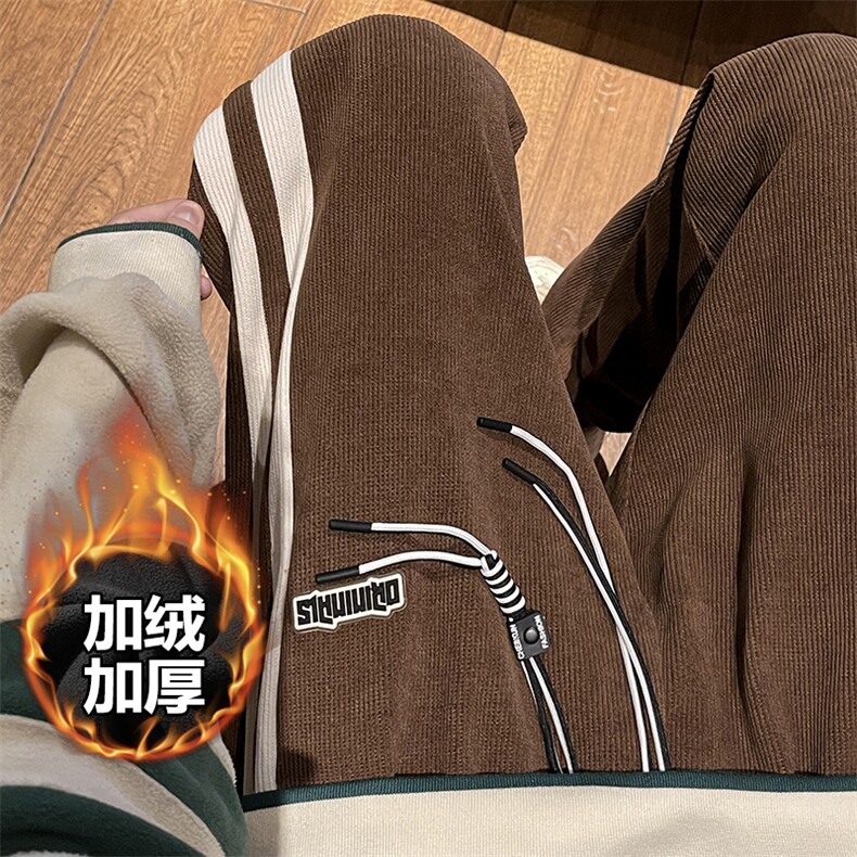 特批P43无差价K1298J加绒老钱风雪尼尔束脚裤男欧棉绒不加绒特P38图片