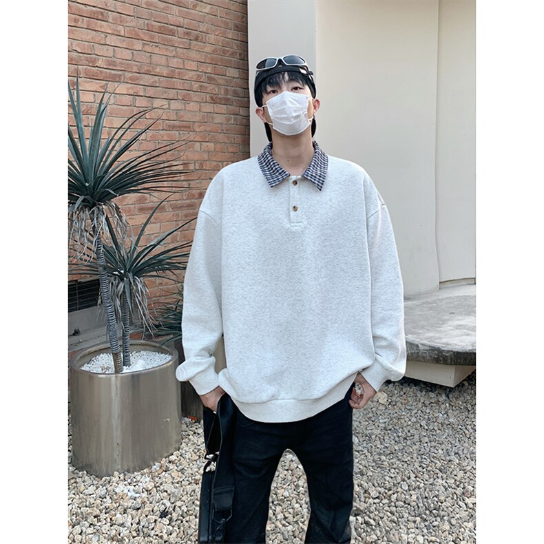 假两件卫衣男秋装2025新款潮流拼接撞色宽松长袖W4693-特价P35图片