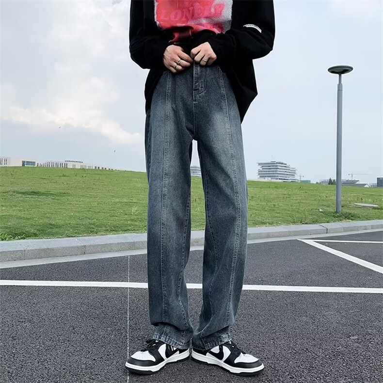 牛仔裤男秋季潮大码休闲裤子高街N964P40图片
