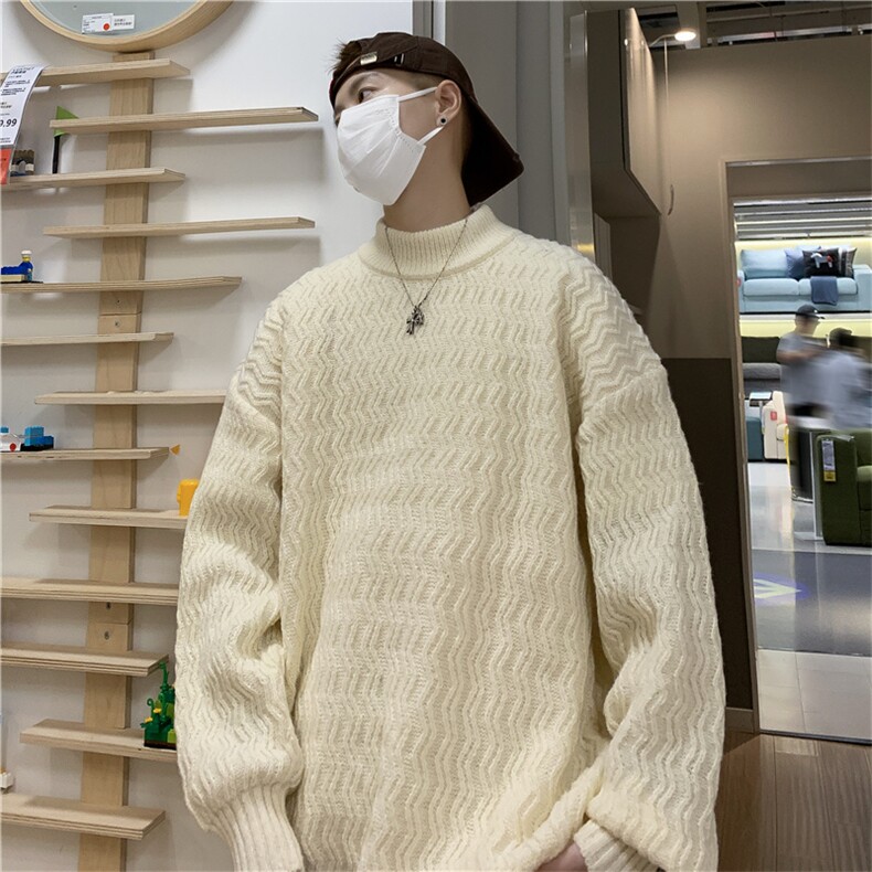 高品质秋款男圆领套头毛衣波浪线条纹针织衫鹿毛绒外套MY022-P50,男装针织衫/毛衣,星座308B-1