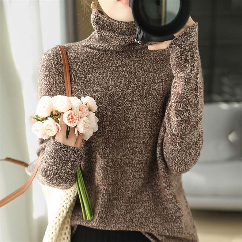2025新款时尚舒适百搭女士高领花纱，女装羊毛衫，暮绒羊羊绒