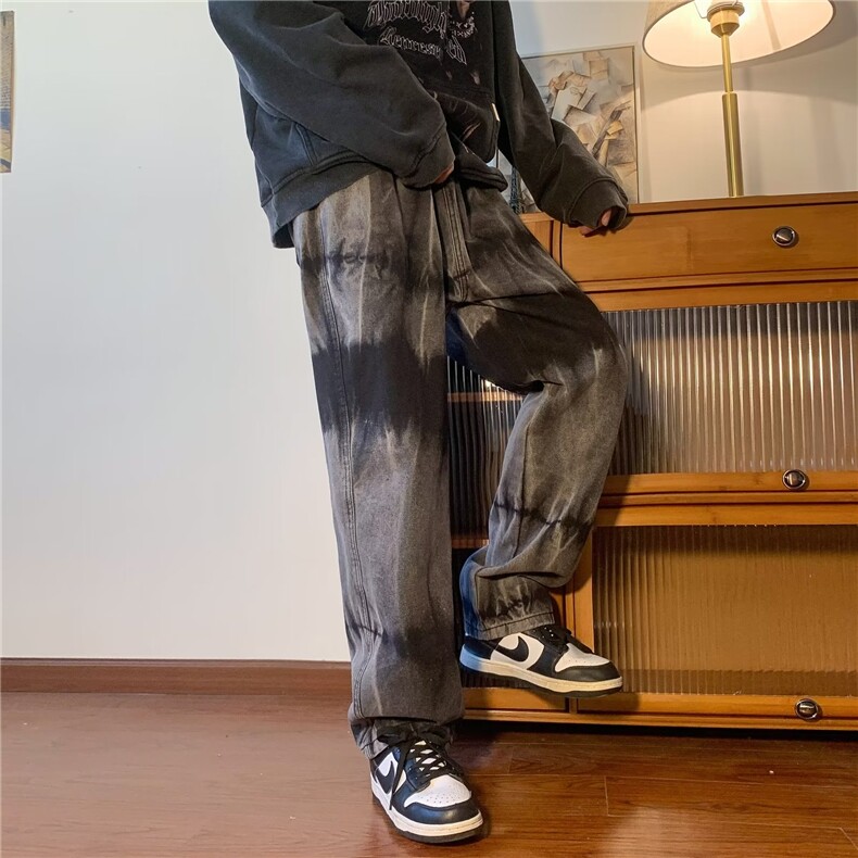 牛仔裤男秋季潮大码休闲裤子高街扎染NJ29P40,男装牛仔裤,星座1116-2