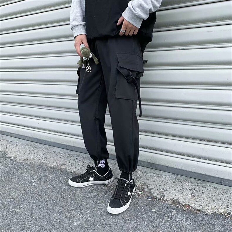 网红工装裤男韩版潮流直筒束脚裤潮牌ins港风侧边口袋休闲,男装休闲裤,星座813-2