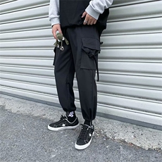 网红工装裤男韩版潮流直筒束脚裤潮牌ins港风侧边口袋休闲，男装休闲裤，星座813-2