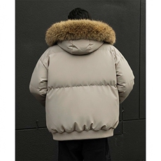 现货三防重磅硬挺boxy短款羽绒棉衣座山雕大毛毛领PU皮棉服外套冬，男装棉衣，电商A486-1