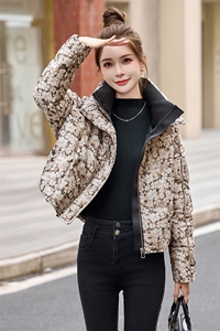 2024年冬季90白鸭绒提花立领羽绒服图片