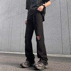 夏季新款美式潮牌破洞牛仔裤男宽松直筒运动长裤现货K7974-P38，男装牛仔裤，星座512-3