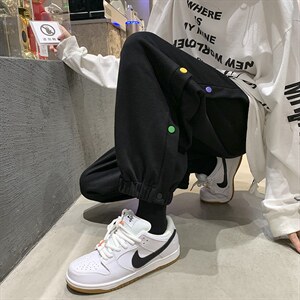 休闲裤男秋韩版排扣阔腿裤港风潮牌宽松束脚裤A125-DK911-P50,男装休闲裤,电商A125