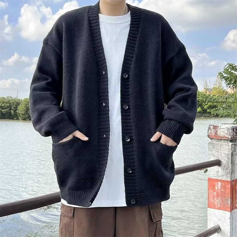 秋冬季针织开衫外套男慵懒风高级穿搭韩系V领毛衣潮毛线，男装针织衫/毛衣，星座1013