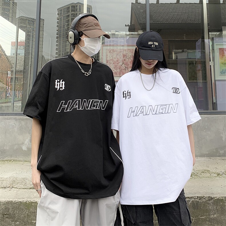 情侣装夏装新款高街潮牌印花短袖T恤情侣宽松半袖潮D251P38男类,男装T恤,电商A335-1（原A458）