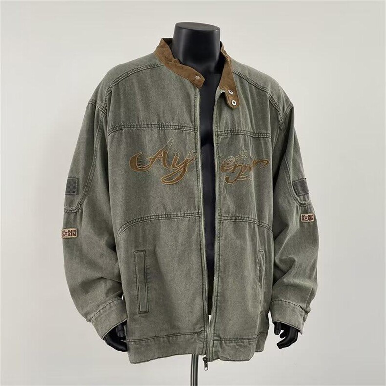 美式赛车服外套男春秋潮牌痞帅宽松休闲立领拉链夹克衫W6009-P82,男装夹克,星座412-2