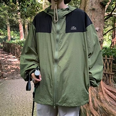 夏季简约慵懒拉链连帽夹克(不可脱卸)宽松新款潮防晒衣W7398-P38，男装夹克，星座512-3