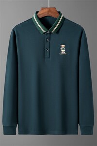 男士POLO衫秋季2023新款中年宽松翻领百搭商务休闲刺绣长袖T恤图片