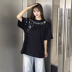 万针全刺绣工艺抖音得物高品质260克重磅纯棉双纱美式高街短袖T恤，男装T恤，电商A486-1