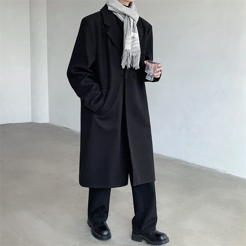 中长款毛呢大衣男2024新款春秋季棉外套高级感英伦风衣JK0251-P98，男装风衣，星座308B-2