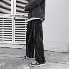 牛仔裤男加厚直筒宽松扎染阔腿裤子ins高街长裤N0417-P40加绒50，男装牛仔裤，星座1008-2