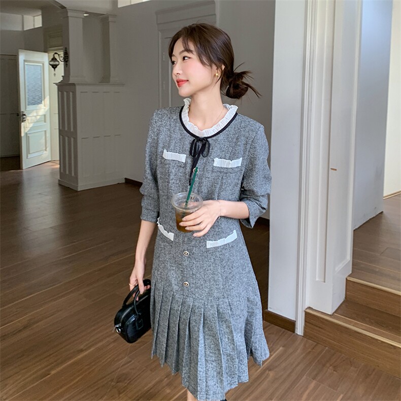 【现货】小香风灰色连衣裙088-7708p145k198,女装连衣裙,2C088