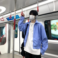 蓝白条纹短款垫肩衬衫男款高级感痞帅3360-P65，男装衬衫，星座1109-4