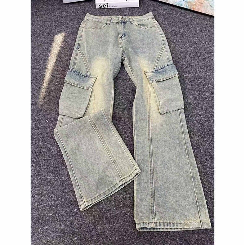 美式高街微喇牛仔裤男网图秋季新款工装休闲裤子-A2188TP55,男装休闲裤,电商B241