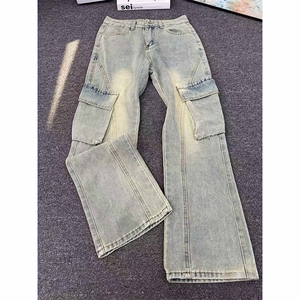 美式高街微喇牛仔裤男网图秋季新款工装休闲裤子-A2188TP55图片