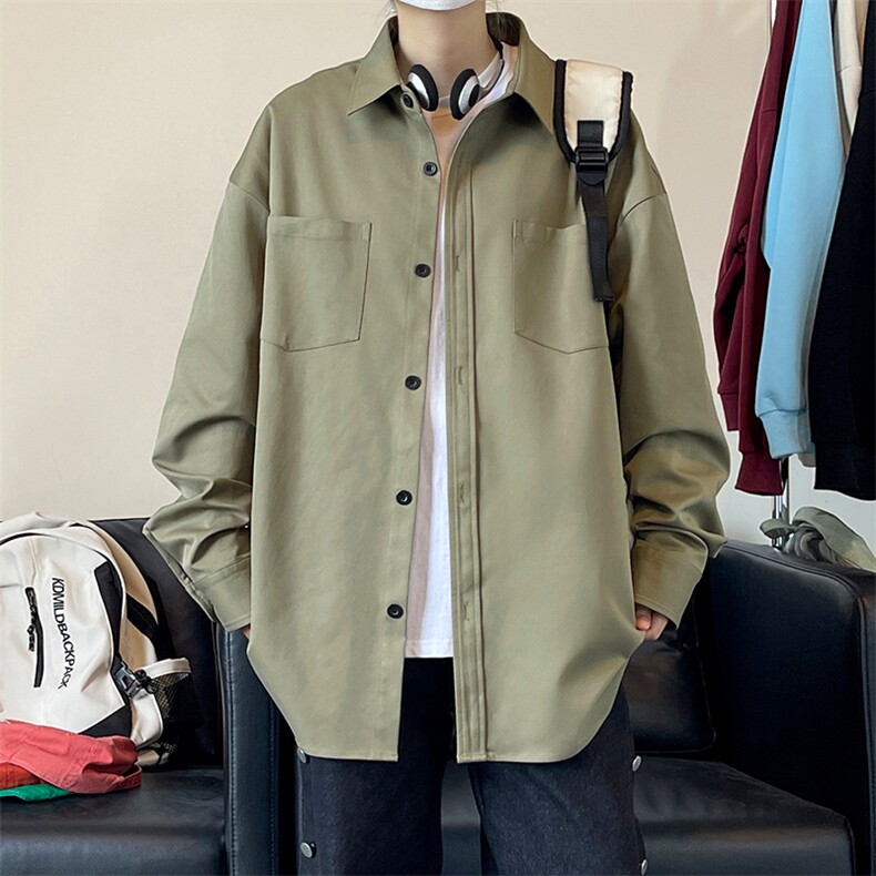 纯色重磅长袖衬衫男大码衬衣上衣外套C2209-P32【特价】,男装衬衫,电商A007