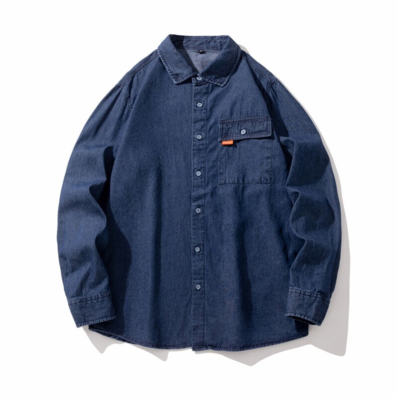 25年春季长袖衬衫工装潮流牛仔衬衣宽松现货DS-C323-1-N83-批46，男装衬衫，电商C323-1