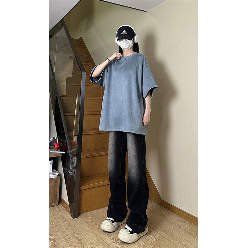 港风大码街头潮流百搭男女圆领短袖T恤五分袖XZ213-T065-P35控48,男装T恤,星座213