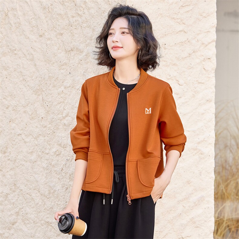 咸菜绿短外套卫衣开衫女春秋小个子休闲欧洲站欧货棒球服夹克上衣,女装短外套,梦懿尔