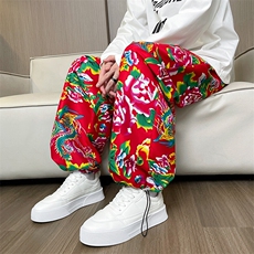 CK203单裤东北大花民族特色风休闲哈伦运动裤束脚九分裤团队，男装民族服装，星座115A(原星座507）