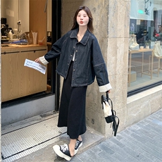 港风复古chic牛仔外套女新款2025春季宽松休闲小个子百搭夹克上衣，女装短外套，2C129