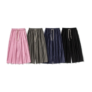 平铺图 夏季新款大码日系宽松休闲直筒阔腿裤九分裤港风 K305/P70图片
