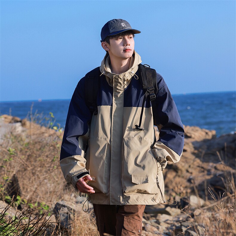 春季新款港风三防户外夹克男连帽冲锋衣外套DSA157B-JK163-P85图片