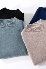 秋冬季新款舒适时尚百搭男士加厚半高领衫男装，男装羊毛衫，绒韵雅