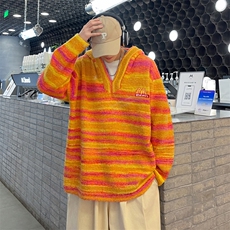 条纹毛衣日系慵懒复古男士针织衫秋冬季新款外套高级感线衣服，男装针织衫/毛衣，星座716-2