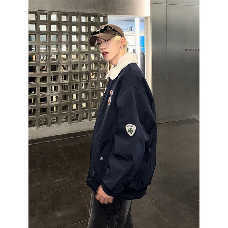 2025冬款翻领摇粒绒拼色绣标棉服218-7-M128-P115-控148,男装棉衣,星座218-7