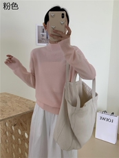 时尚女士秋冬10%半高领打底衫显瘦百搭保暖针织衫，女装羊绒衫，牧思羊